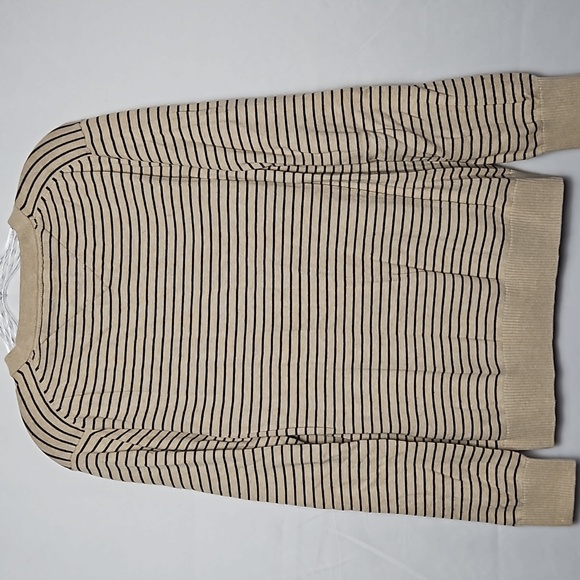 Men's Tommy Hilfiger Long Sleeve Sweater Tan with Brown Stripes Medium T7 - Picture 5 of 5
